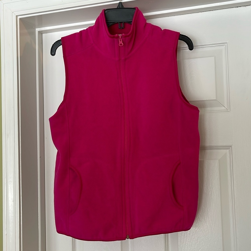 Old Navy pink fleece full zip vest with pockets Size M